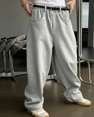 Cloth N Code Solid Men Silver Track Pants