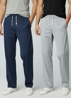 INDICLUB Loose Fit Men Dark Blue, Silver Trousers