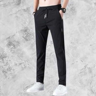 FICKA Solid Men Black Track Pants
