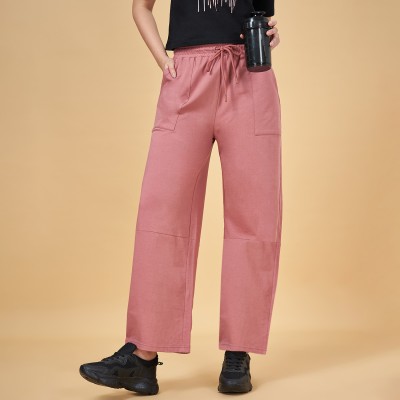 Ajile By Pantaloons Solid Women Pink Track Pants