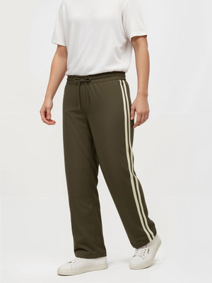 Glitchez Striped Men Green Track Pants