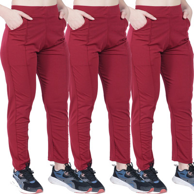 CREATARO YOUR LIFE Solid Women Maroon Track Pants