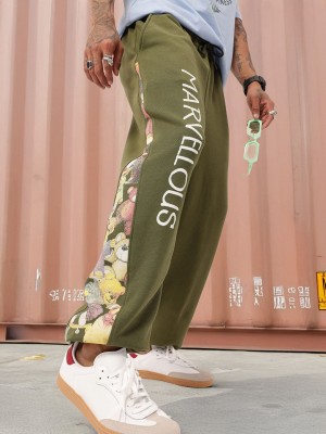 Kook N Keech Graphic Print Men Green Track Pants