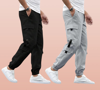 GIBBONTE Solid Men Black, Grey Track Pants