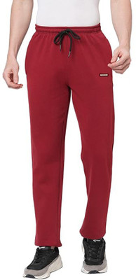 flicfloc Solid Men Red Track Pants