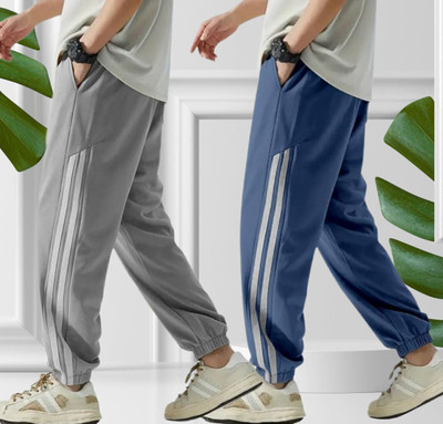 METRONAUT Striped Men Grey, Blue Track Pants