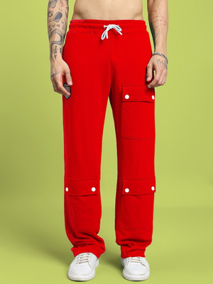 WEARDUDS Solid Men Red Track Pants