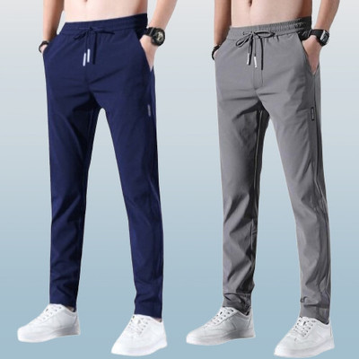 addiz Solid Men Blue, Grey Track Pants