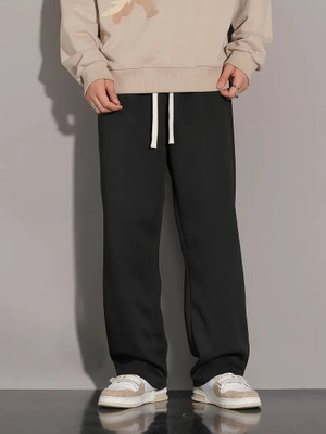 Dockstreet Solid Men Black Track Pants