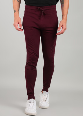 INTEGRITI Embroidered Men Maroon Track Pants