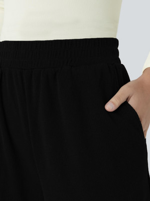 Daphne Maurier Solid, Striped Women Black Track Pants