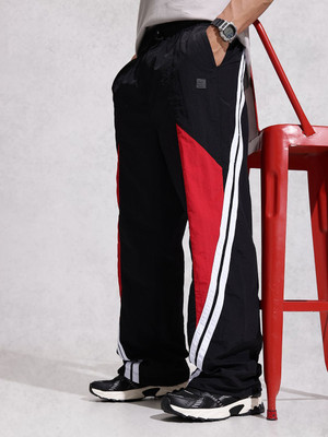 WROGN Colorblock Men Black Track Pants