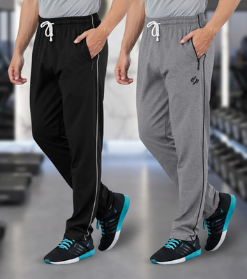 FEEL TRACK Solid Men Black, Grey Track Pants