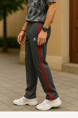 Diwazzo Striped Men Grey Track Pants