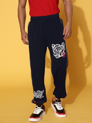 Veirdo Printed Men Blue Track Pants