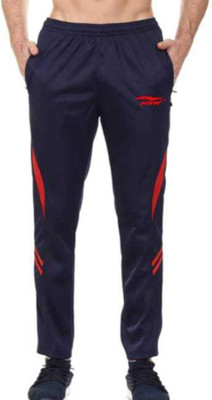Fitdotcom Self Design Men Blue Track Pants