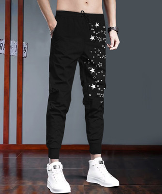 TRIPR Solid Men Black, White Track Pants