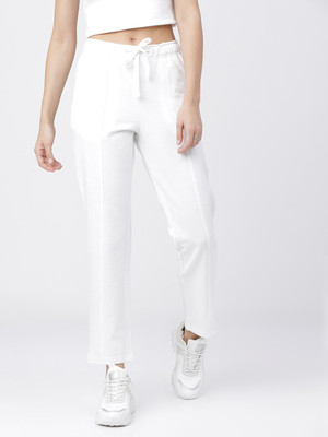 Tokyo Talkies Solid Women White Track Pants