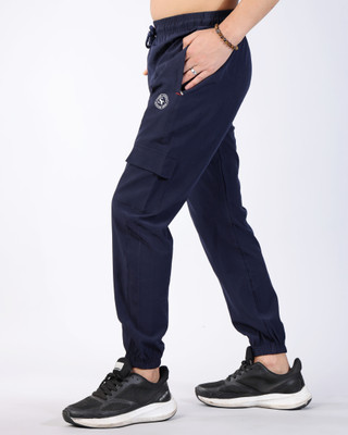 SmallTry Solid Men Blue Track Pants