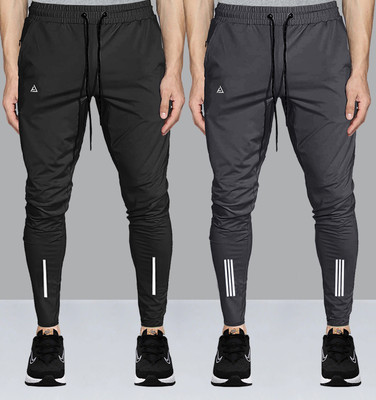 Z-DEVIL Striped Men Black, Grey Track Pants