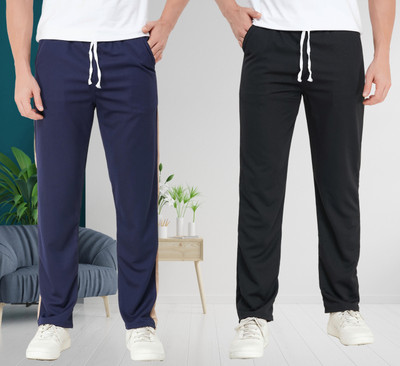 IRHA Solid Men Blue, Black Track Pants