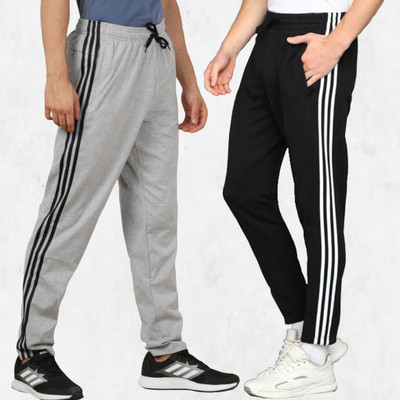 ANVST Striped Men Grey Track Pants