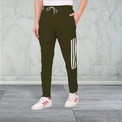 Covetvolo Ent Striped Men Green Track Pants