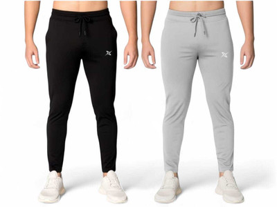 LOTEX Solid Men Black, Grey Track Pants