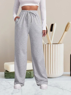 FLEPZIQ Self Design Women Grey Track Pants