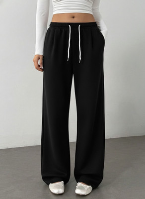 Dockstreet Solid Women Black Track Pants