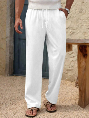 Adokedo Solid Men White Track Pants