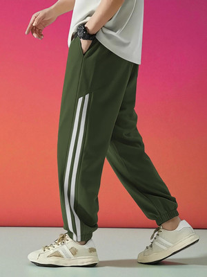 NIVEDANM Self Design Men Green Track Pants