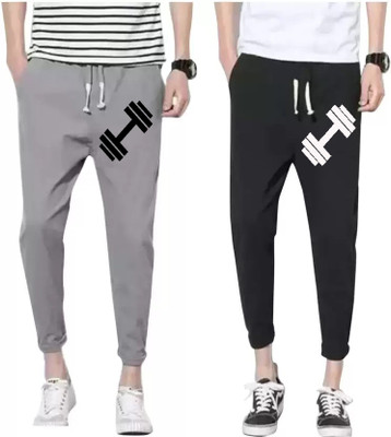 mfb Printed Men Black, Grey Track Pants