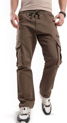 WROGN Solid Men Brown Track Pants