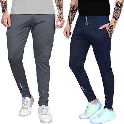 ANIRAV Solid Men Grey, White, Dark Blue Track Pants