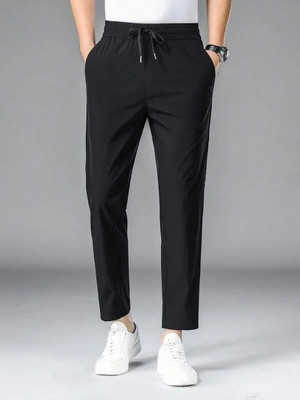 LIBJA Solid Men Black Track Pants