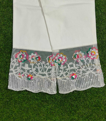 DL F Self Design Women White Track Pants