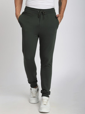 Stitch Hub Solid Men Green Track Pants