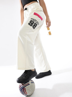 Hubberholme Printed Women White Track Pants