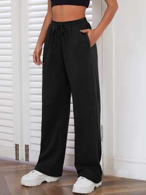 Dockstreet Solid Women Black Track Pants