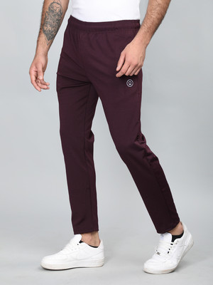 CHKOKKO Solid Men Maroon Track Pants