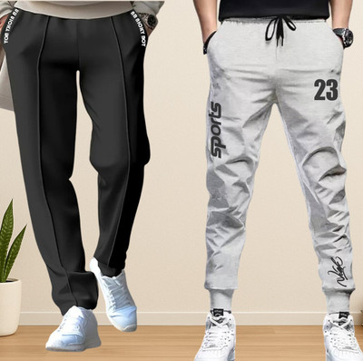 NB NICKY BOY Solid Men Black, Grey Track Pants