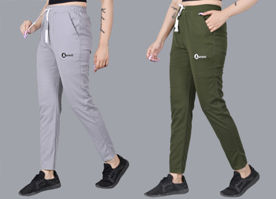 ANTRUE Solid Women Grey, Olive Track Pants
