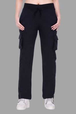 White Moon Self Design Women Black Track Pants