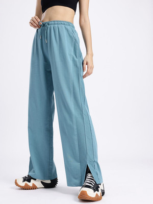 Glitchez Solid Women Blue Track Pants