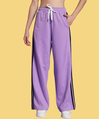 Mast & Harbour Striped Women Purple Track Pants