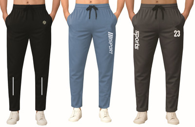 FLYZEN Solid Men Black, Grey Track Pants