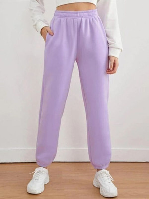CLOTHINK India Solid Women Purple Track Pants