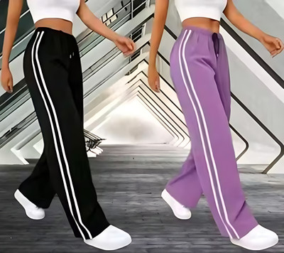Hristov Solid Women Black, Purple Track Pants
