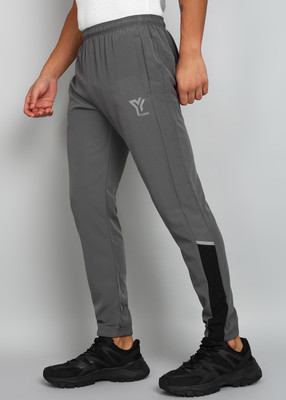 YUNEK Solid, Striped Men Grey Track Pants